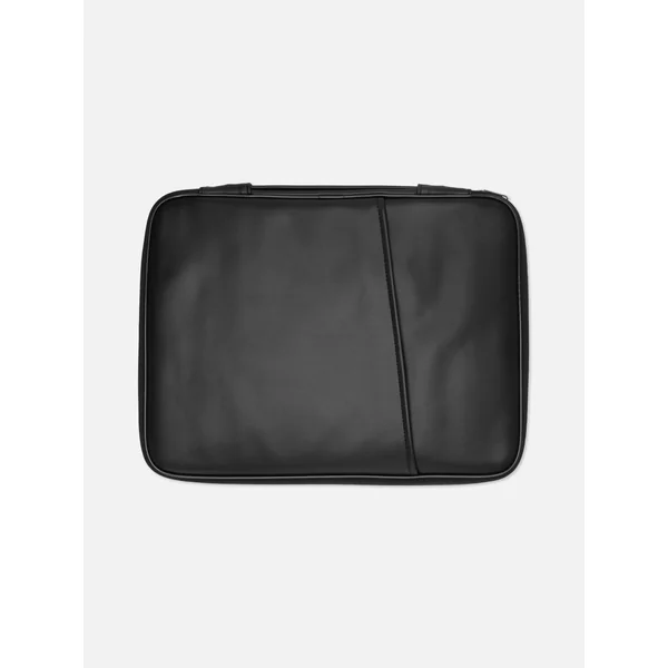 Faux Leather Laptop Sleeve - Black