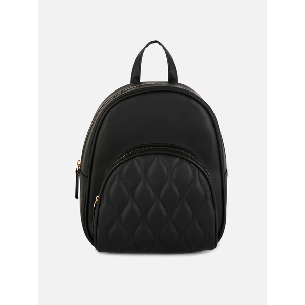 Faux Leather Mini Backpack - Black
