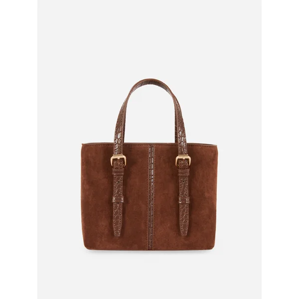 Faux Leather Mini Bucket Tote - Chocolate