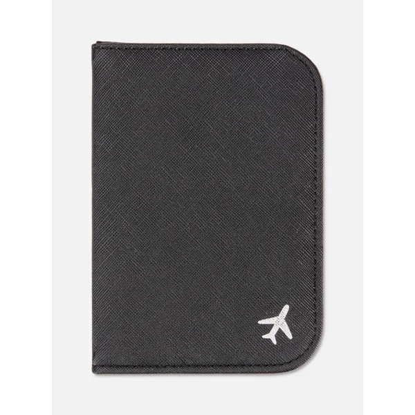 Faux Leather Passport Cover - Black