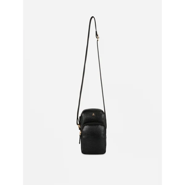 Faux Leather Phone Bag - Black