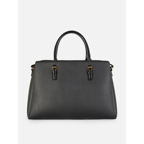 Faux Leather Removable Pouch Tote - Black