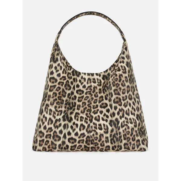 Faux Leather Scoop Shopper Bag - Brown