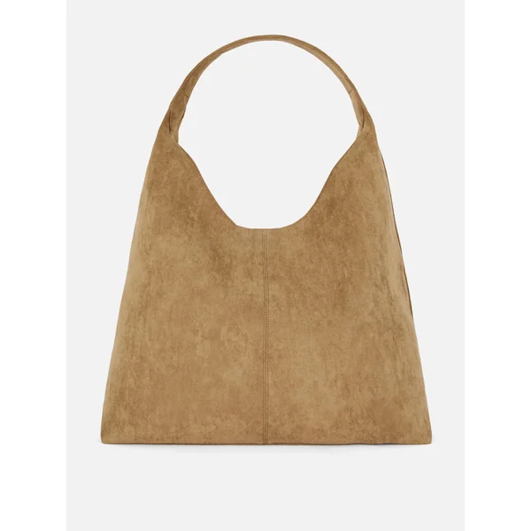 Faux Leather Scoop Shopper Bag - Tan