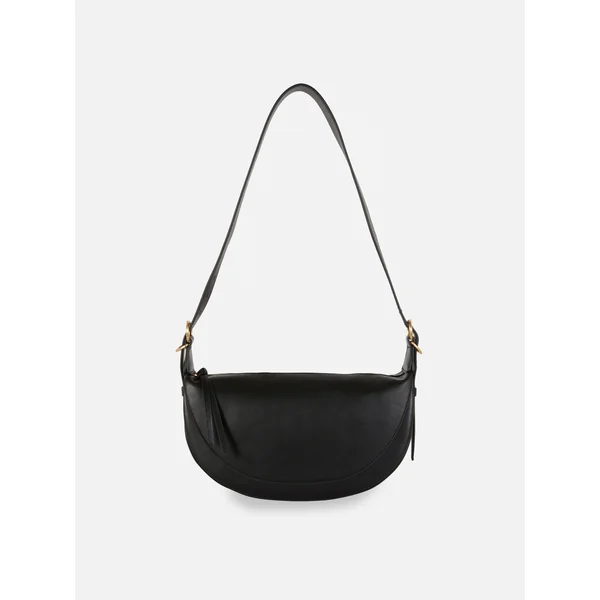 Faux Leather Sling Bag - Black