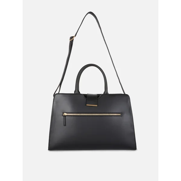 Faux Leather Tote - Black