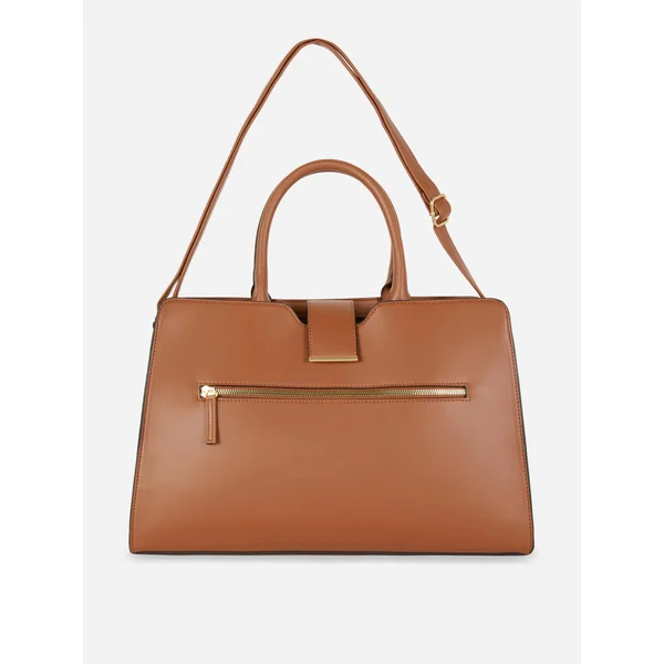 Faux Leather Tote - Tan