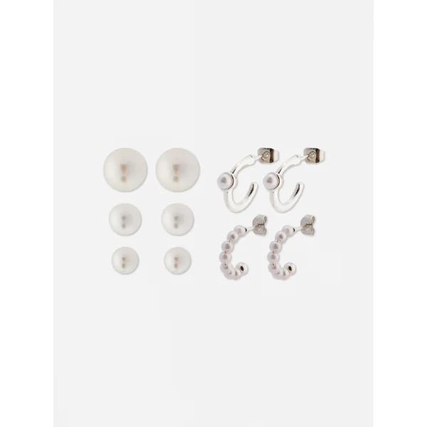 Faux Pearl Earrings Multipack - White