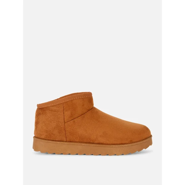Faux Suede Ankle Boots - Tan