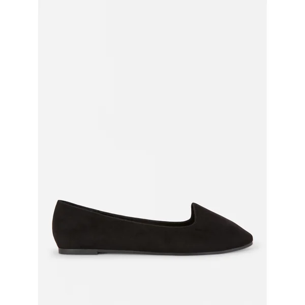 Faux Suede Flats - Black