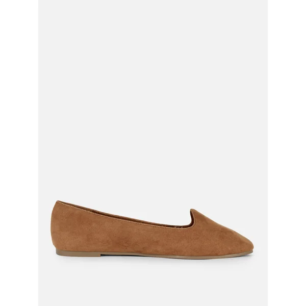 Faux Suede Flats - Tan