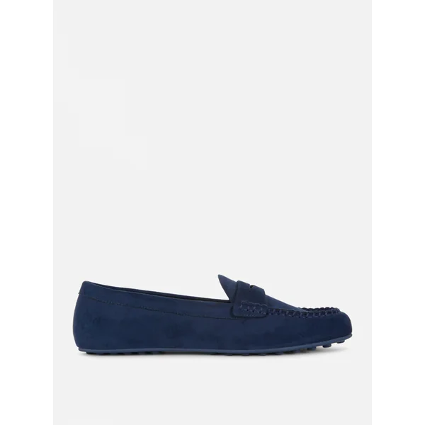 Faux Suede Loafers - Navy