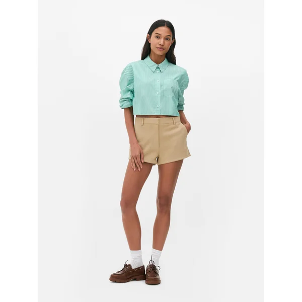 Faux Suede Shorts - Natural