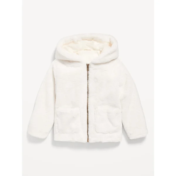 Faux-Fur Full-Zip Hooded Jacket for Toddler Girls - Creme De La Creme