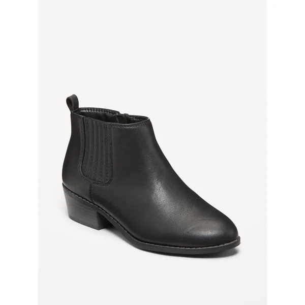 Faux-Leather Ankle Booties for Girls - BLACK JACK