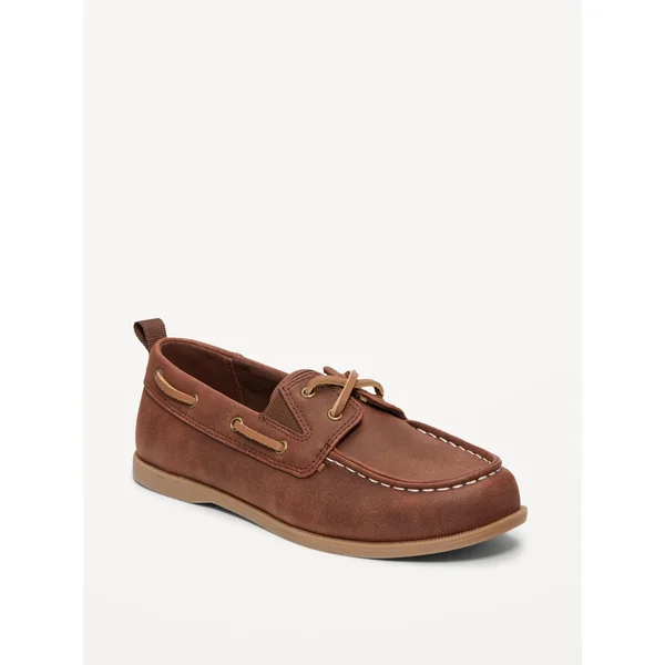 Faux-Leather Boat Shoes for Boys - Brown