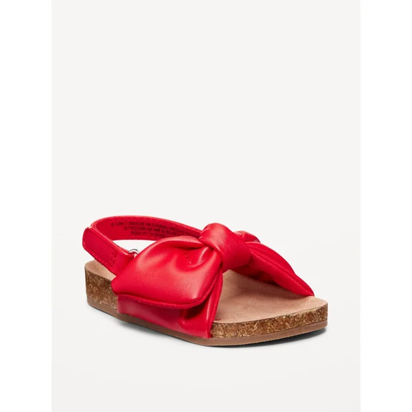 Faux-Leather Bow-Front Sandals for Baby - Red