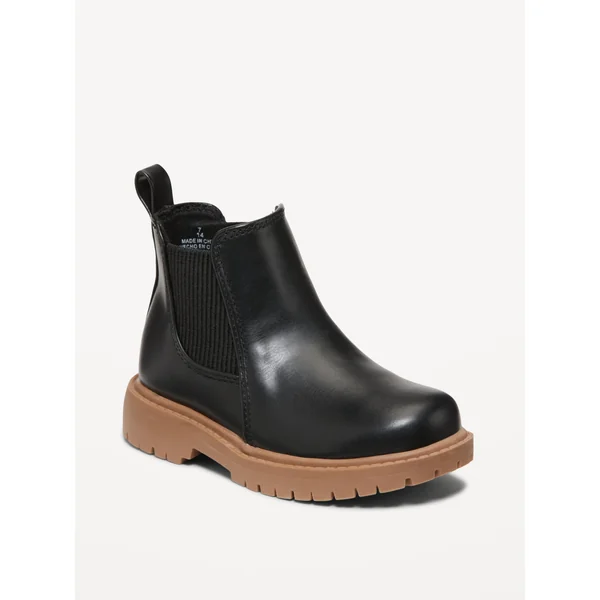 Faux-Leather Chelsea Boots for Toddler Girls - Black
