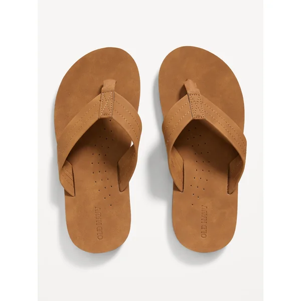 Faux-Leather Flip-Flop Sandals for Boys - Tan