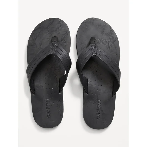 Faux-Leather Flip-Flop Sandals for Men - Black Jack