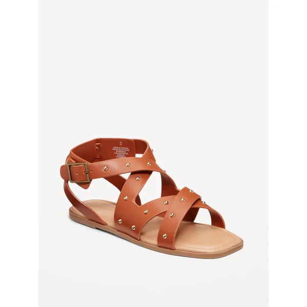 Faux-Leather Gladiator Sandals for Girls - Brown