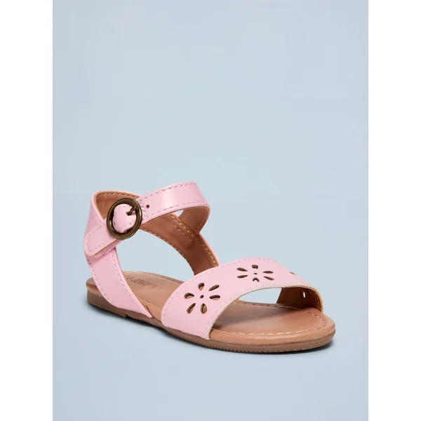 Faux-Leather Perforated Sandals for Toddler Girls - In The Pink