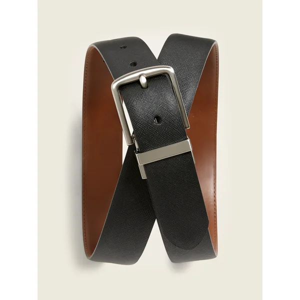 Faux-Leather Reversible Belt - Black Jack