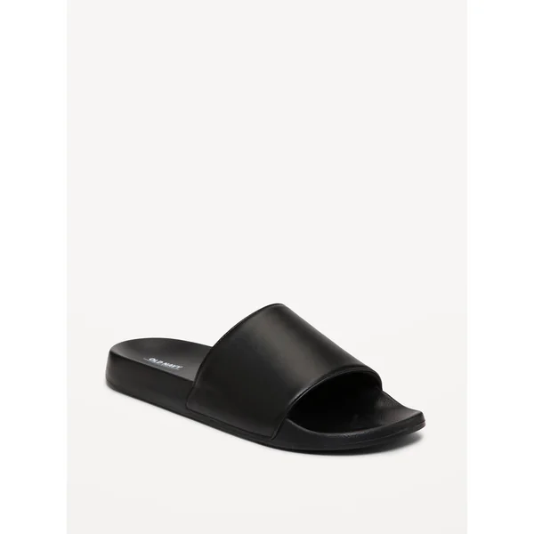 Faux-Leather Slide Sandals for Men (Partially Plant-Based) - Black Jack