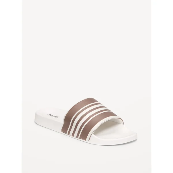 Faux-Leather Slide Sandals for Men (Partially Plant-Based) - Neutral Stripe