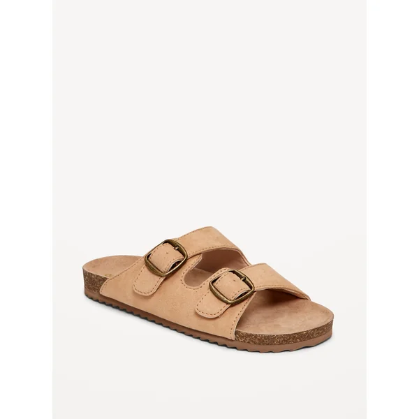 Faux-Suede Buckled Strap Sandals for Girls - Tan