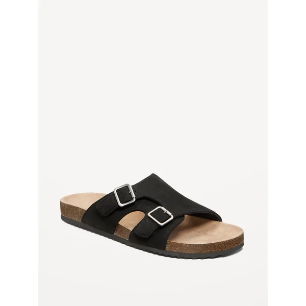 Faux-Suede Double-Strap Sandals for Men - Black Jack