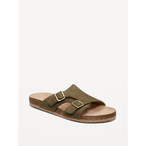 Faux-Suede Double-Strap Sandals for Men - Stone Wall