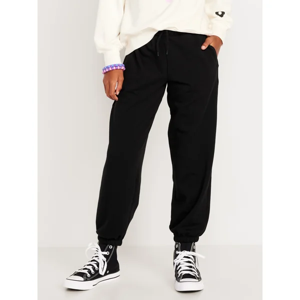 Favorite Fleece High-Waisted Jogger Sweatpants for Girls - Black Jack