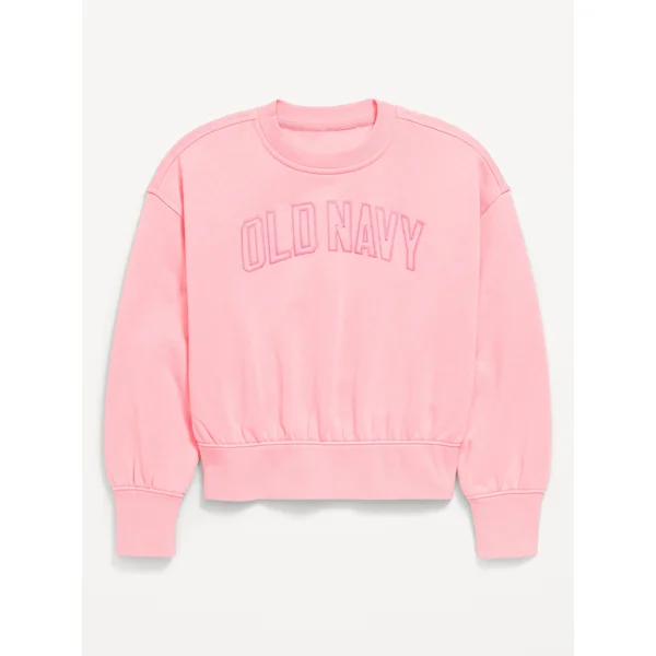 Favorite Fleece Oversized Logo-Graphic Sweatshirt for Girls - Anemone Pink