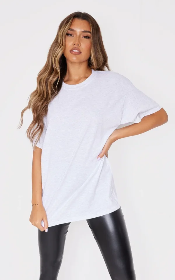 Cotton Grey Marl Oversized T-Shirt