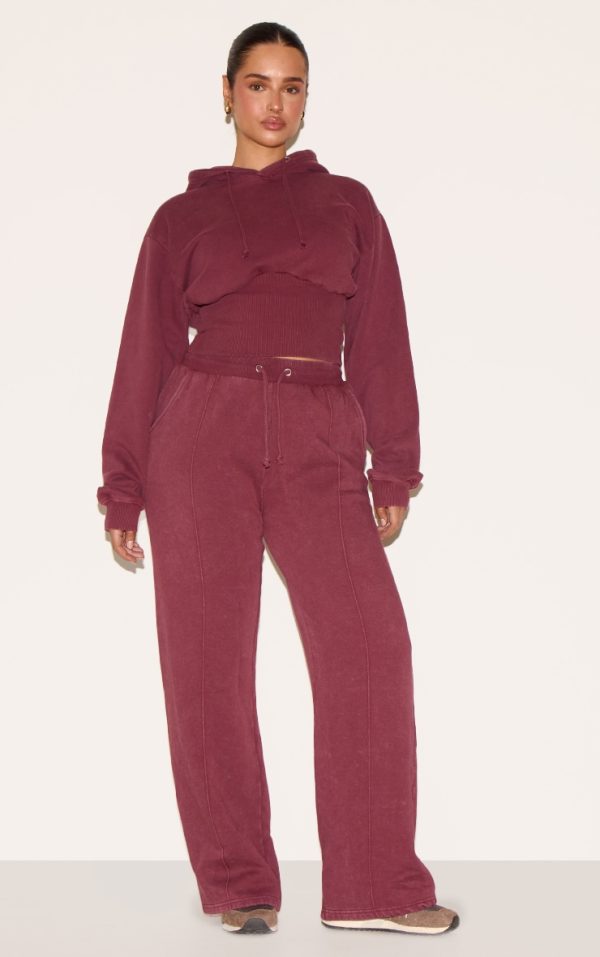 Shape Wine Sweat Seam Detail Wide Leg Sweatpants