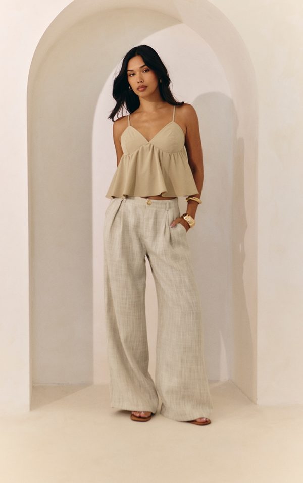 Stone Tailored Tweed Wide Leg Pants