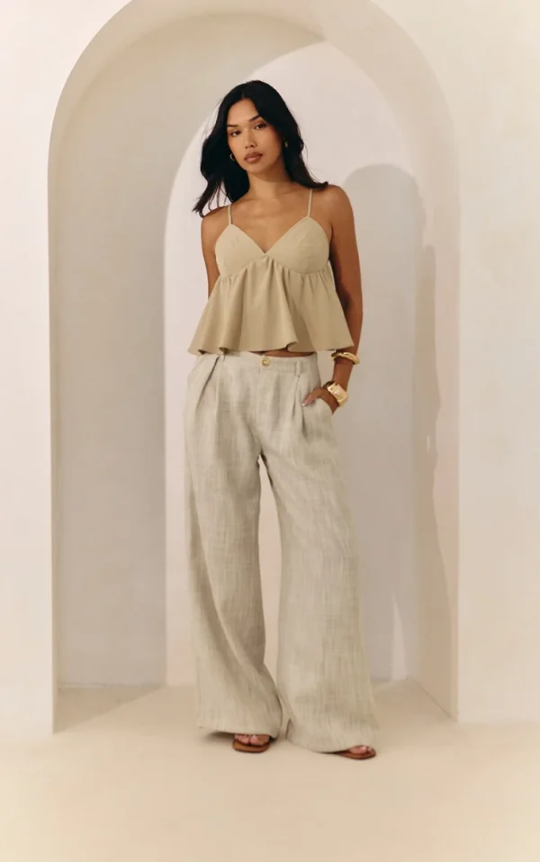Stone Tailored Tweed Wide Leg Pants