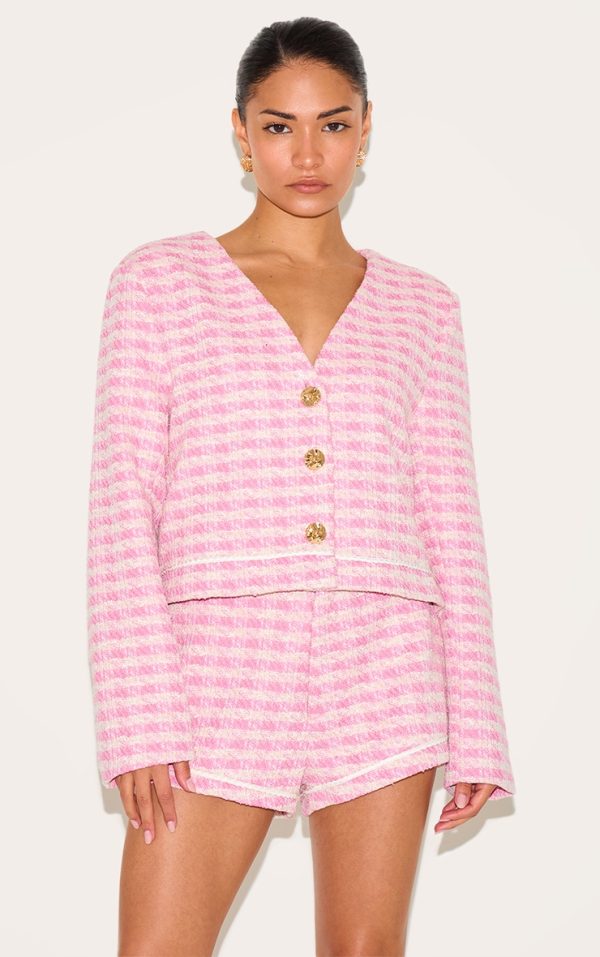Petite Pink Tweed Tailored Shorts