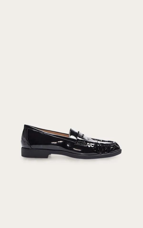 Black Patent Round Toe Loafer