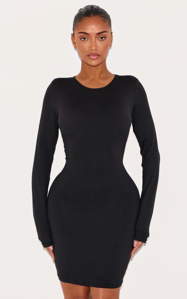 Shape Black Sculpted Long Sleeve Bodycon Dress