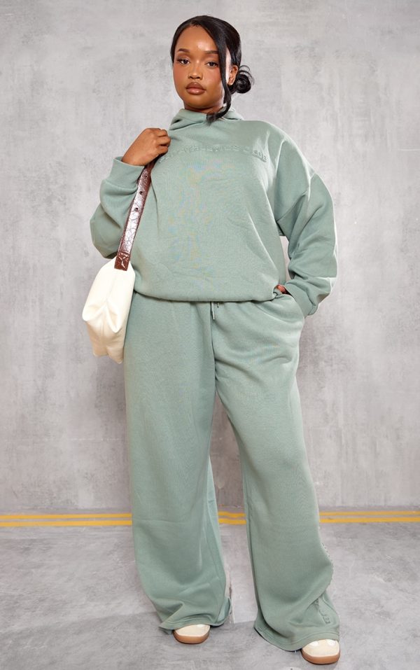 PRETTYLITTLETHING Plus Sage Athletics Club Embossed Sweatpants