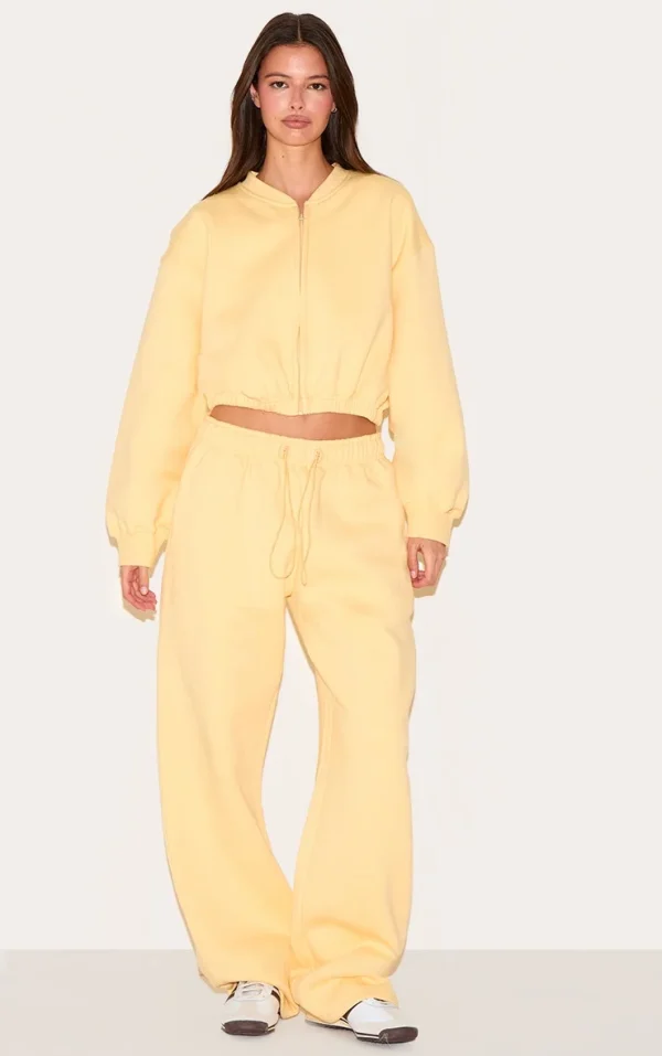 Butter Yellow Drawcord Hem Oversized Sweatpants
