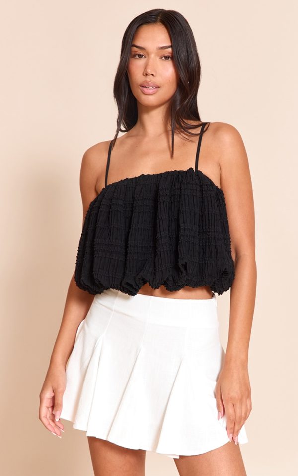 White Linen Look Pleat Detail Mini Skirt