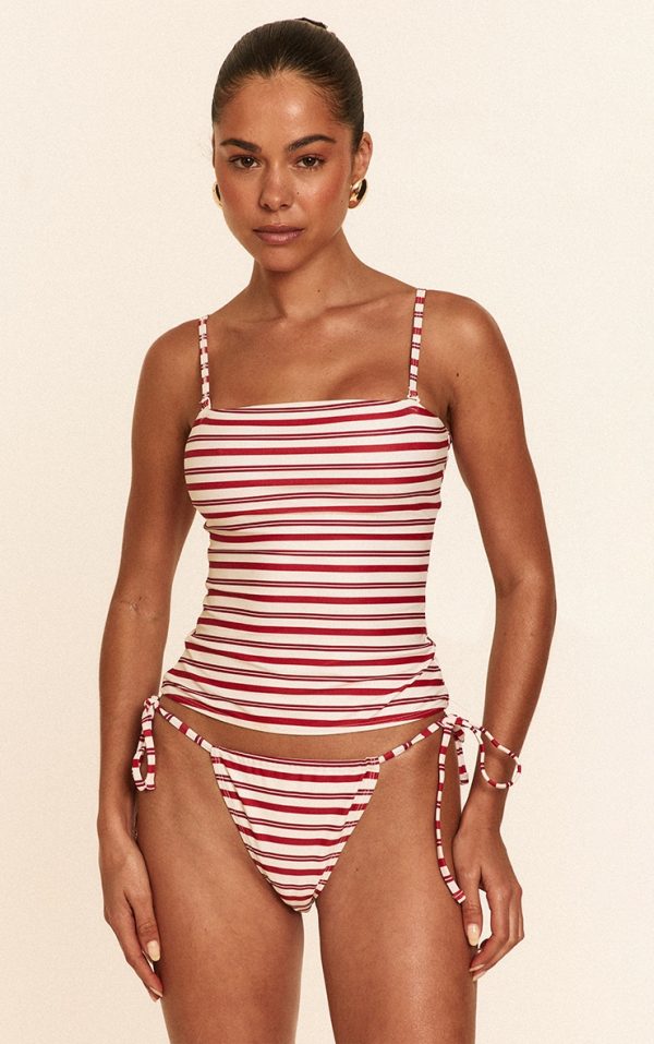 Red Striped Tankini Top
