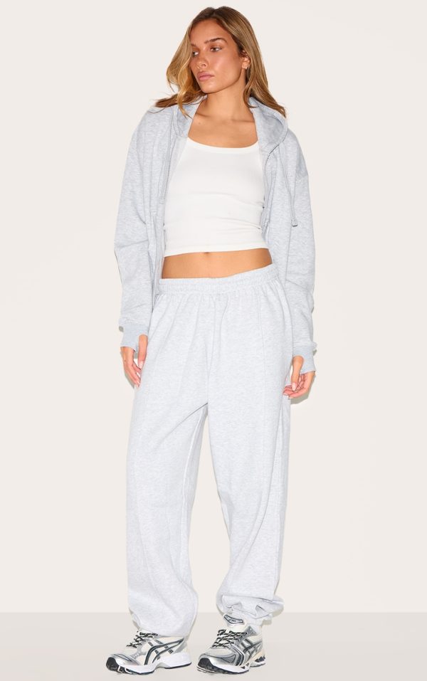 Ash Grey Pintuck Detail Oversized Sweatpants