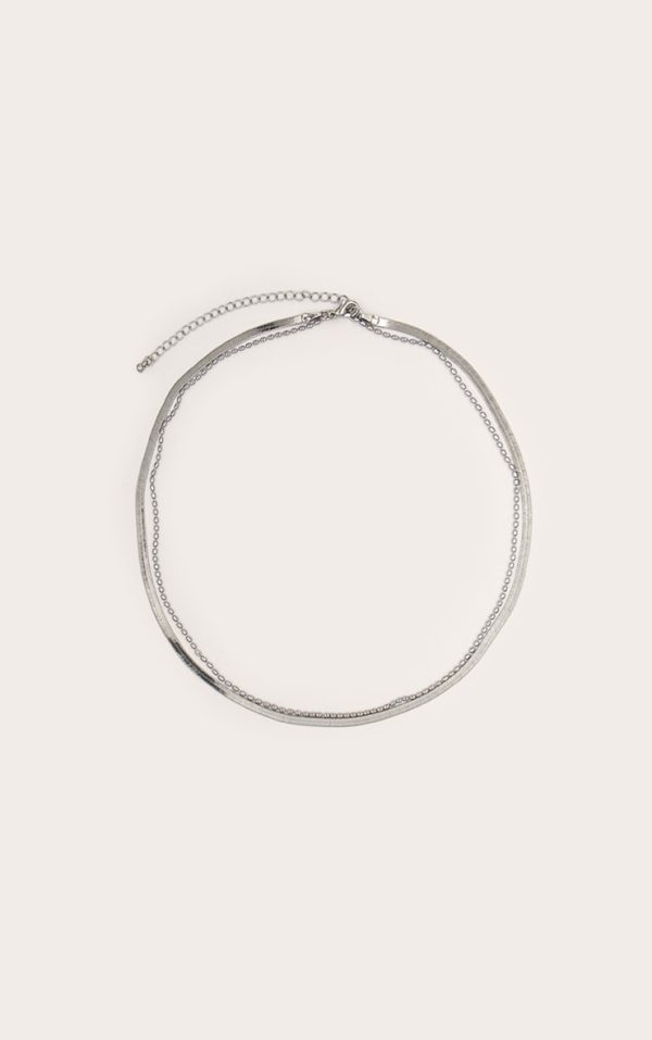 Silver Layered Snake Chain Necklace