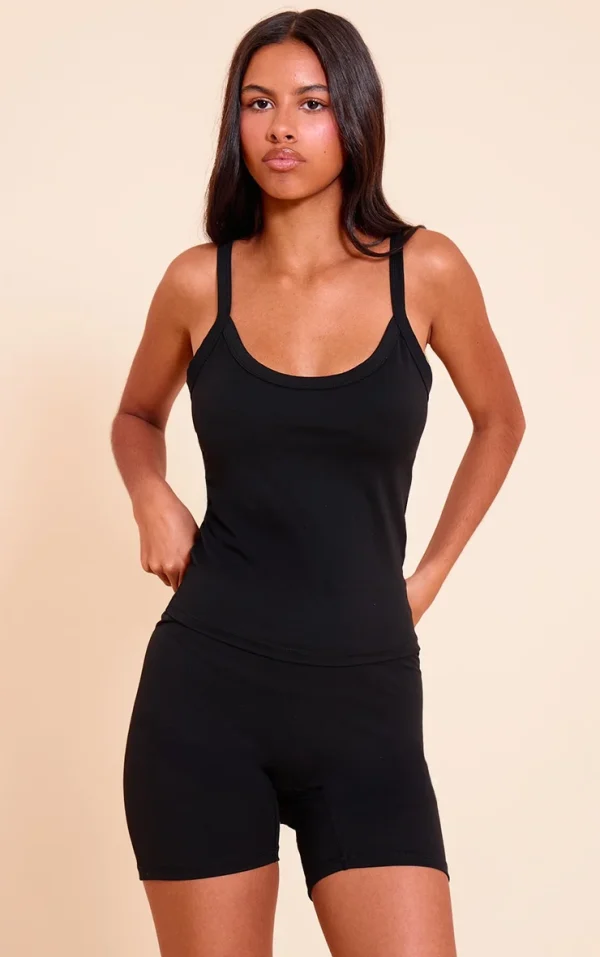 Petite Black Sculpt Strappy Gym Vest