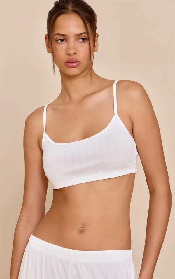 White Pointelle Pj Bralette