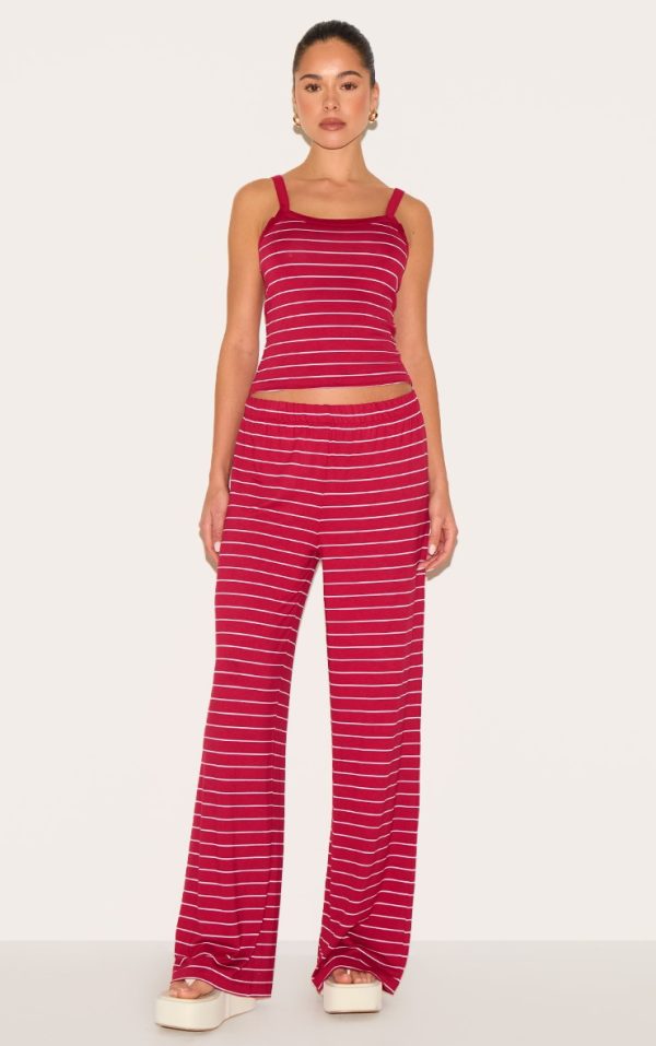 Red Striped Wide Leg Pants